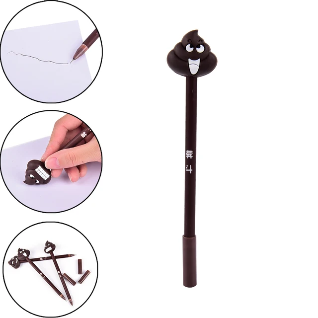 Special Offers 1 pcs Cute black Ink pens Kawaii 3D shit Erasable gel pens  for kids gift stationery school office supplies