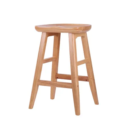 Твердые деревянный барный табурет Американский современный минималистский передний стол стул творческий Европейский дом высокий барный - Цвет: naturecolor H65 cm