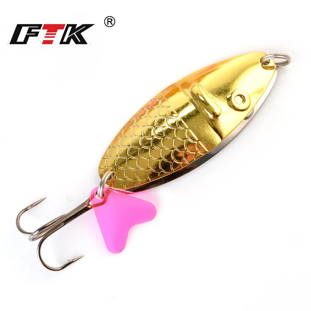 

FTK 1pc Spinner Baits 21g/28g/35g Hard Fishing Lure 6.2cm 7cm 8cm Metal Spoon With Treble Hook Paillette Wobbler Pesca Tackle