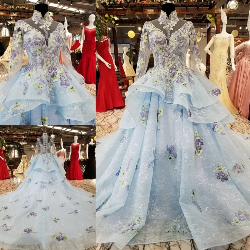 sky blue wedding dress