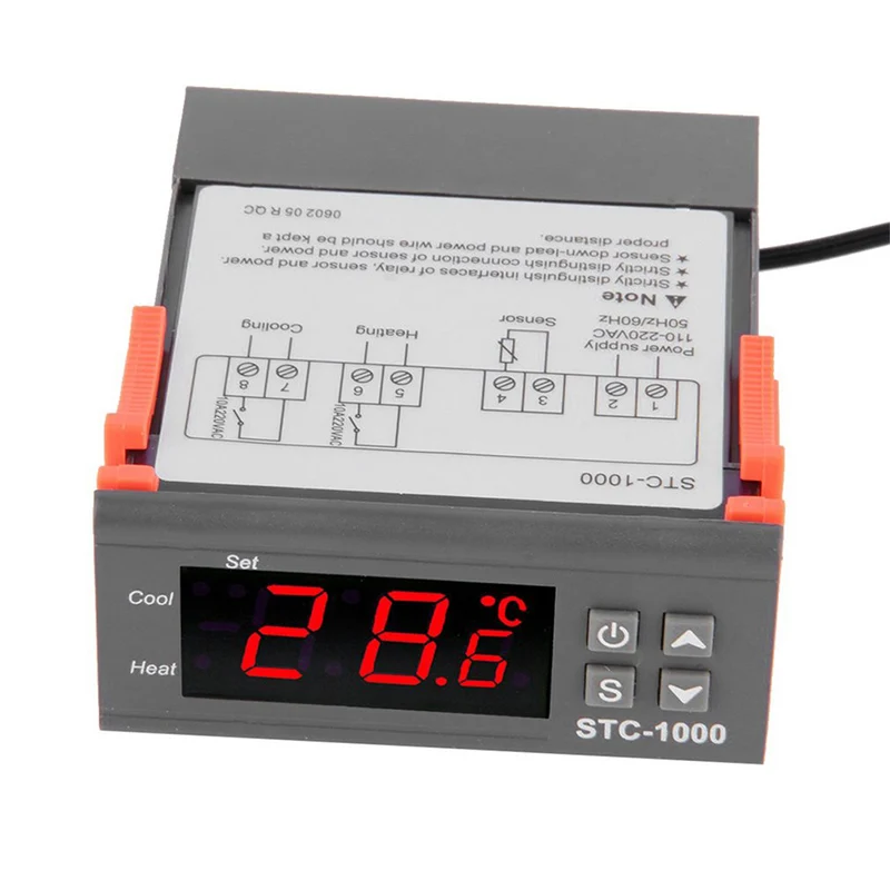 

Black Digital STC-1000 All-Purpose Temperature Controller Thermostat With Sensor Temperature Instrument Diagnostic Tool
