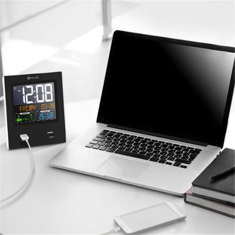Digoo DG-C3X термометр, датчик погоды, часы, календарь, термометр, гигрометр, дисплей, будильник, светодиодный, подсветка с 2 USB