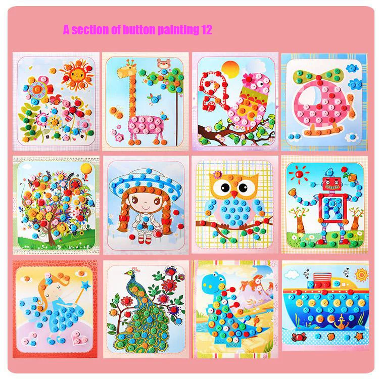 Best  12pcs/lot Button Stickers Drawing Board Toys For Children Handmade Diy Gift Boy Girl New Year Monte