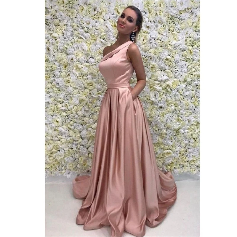 Sexy One Shoulder Blue Bridesmaid Dress 2018 Long Floor Length Wedding Party Dress Cheap Plus Size Women Vestido de festa longo (3)