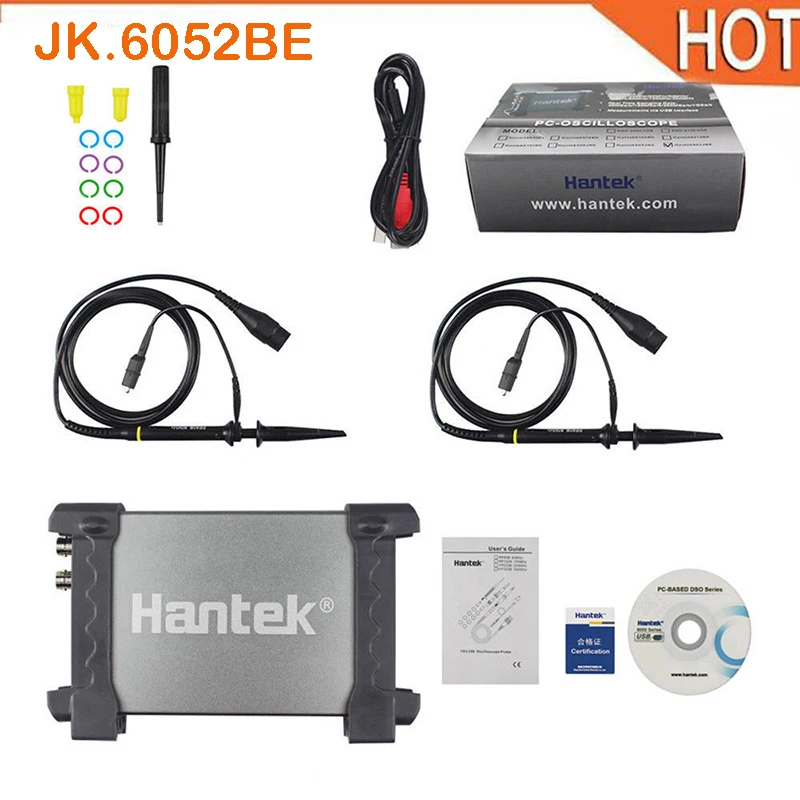 

Hantek 6052BE Digital Multimeter Oscilloscope USB 2 Channels 50MHz Storage Handheld Portable PC based Logic Analyzer Tester
