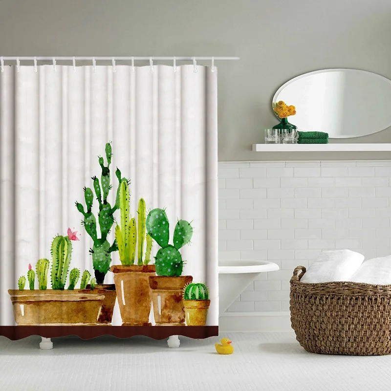 Buy printed Cactus potted plant polyester Shower Curtains W150xL180