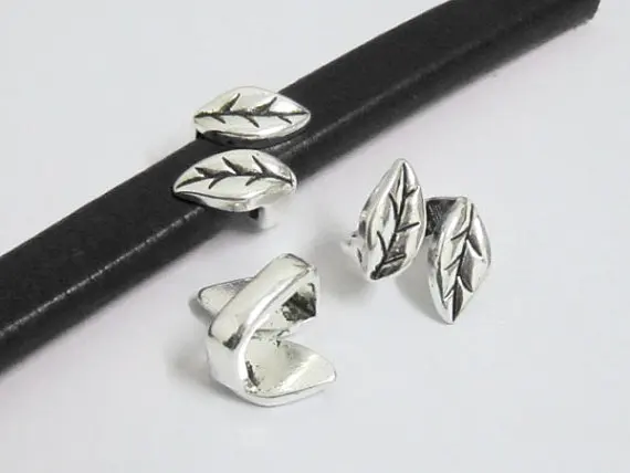 

10x6mm Licorice Twine Leaf slider Licorice leather findings