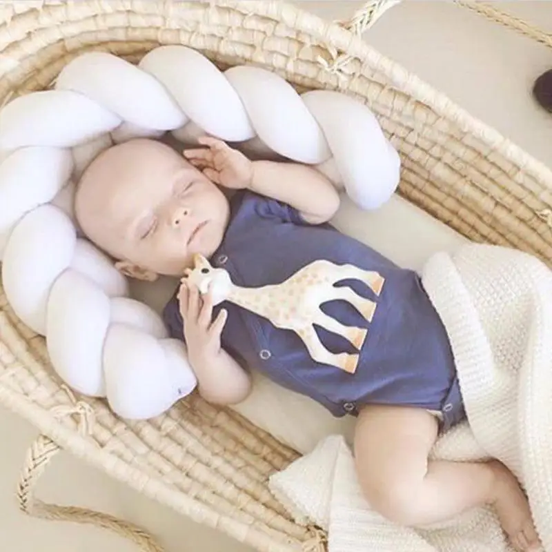 200 см детская кровать бампер новорожденных кроватке протектор Однотонная одежда ткацкий узел для новорожденных комната Декор Симпатичные