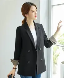Модные Средние Длинные Формальные блейзеры и куртки пальто форменные стили Blaser офисные женские топы 2019 осень зима двубортный