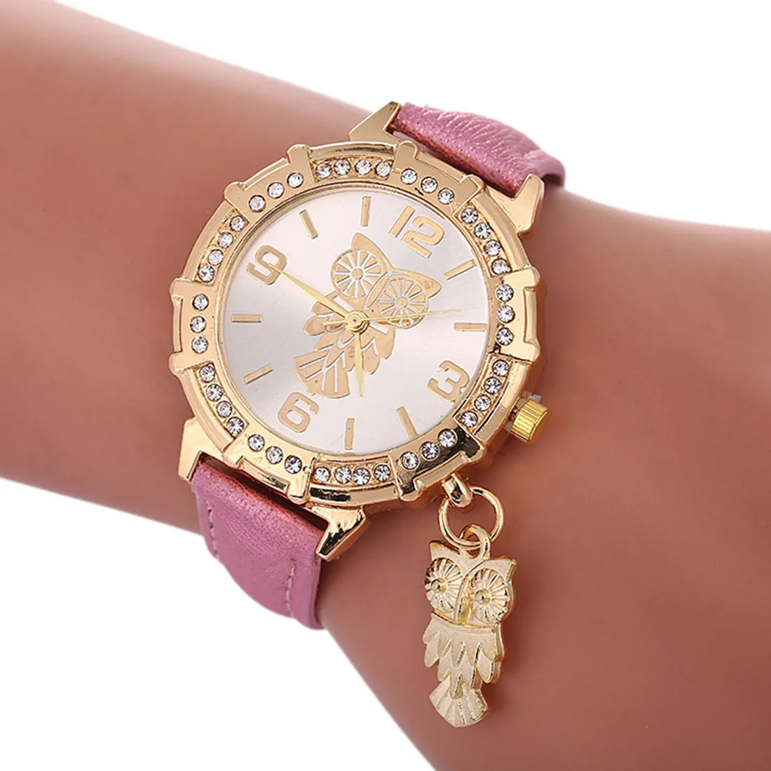 

2018 New Fashion Owl Watch Gilt Digital Quartz Casual PU Leather Clock Women Dress Quartz Wristwatch relogios feminino Clock Hot