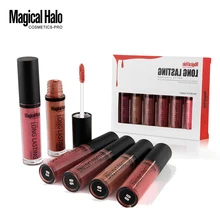 Бренд Magical HALO 6 шт. матовый набор блесков для губ Профессиональные Тени для век Косметика для губ сексуальная не линяет жидкая помада макияж инструменты для красоты