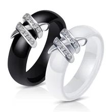 Для мужчин Для женщин Белый Черный Керамика кольцо с камень циркон Титан Сталь пара Обручение кольцо Винтаж крест обручальные кольца ювелирные изделия