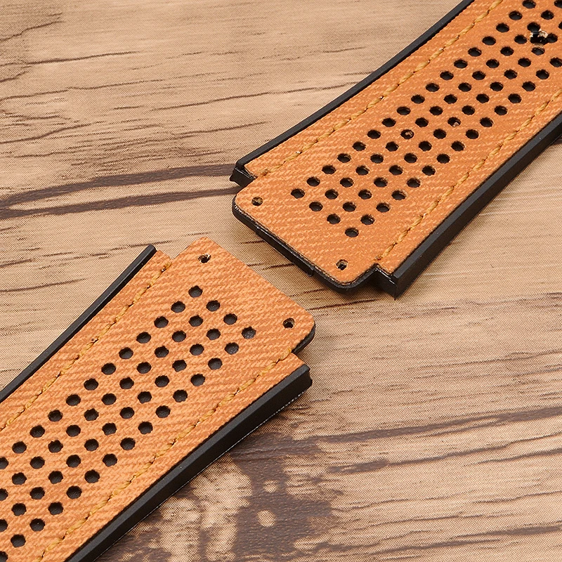 Male silica gel watch band is suitable for hublot big explosion series sports breathable rubber band 25*19mm, waterproof