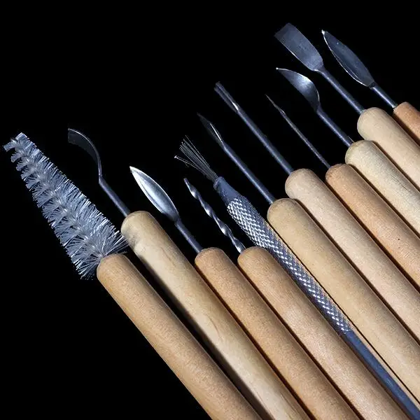 11 pcs Wood and Metal Pottery Clay Carving Tools Sets Paint Wood Models Sculpture Carving Tool