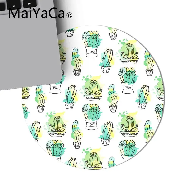 Maiyaca кактус сочные альпаки акварельные игры круглый коврик для мыши игровая мышь подкладка для коврика для ПК ноутбук для геймеров Настольный коврик