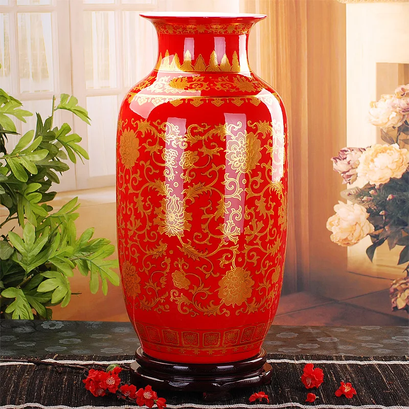Jingdezhen керамическая напольная черная золотая античная большая ваза для домашнего