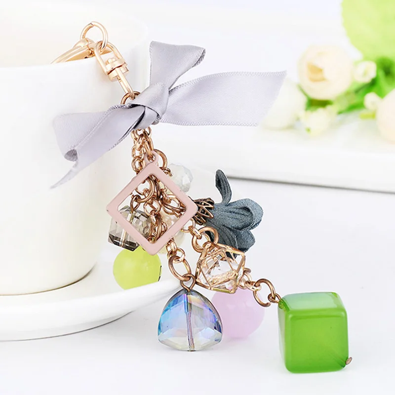 Handmade Ribbon Bowknot Keychain Lace Flower Key Chain Accessories