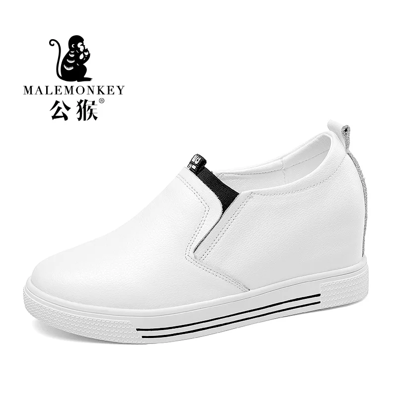 

Women Genuine Leather Shoes Female Fashion Increased Internal Shoes Walking Sneakers Ladies Platform Free Shipping
