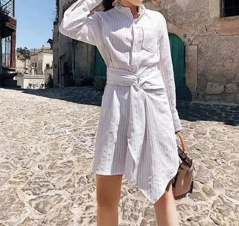 

Fashion autumn dress white stripe women's clothing casual dresses for women office long sleeve dress female vadim shirt vestido