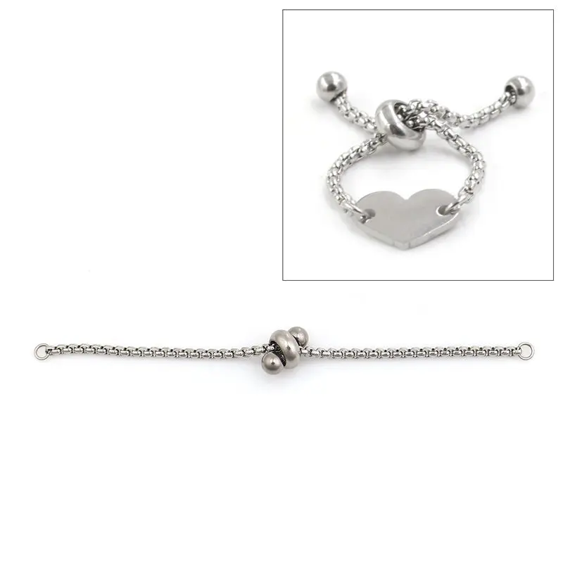 

Fashion Stainless Steel Adjustable Slider/ Slide Rings Silver W/ Loop 4.5cm Long Trendy Ring For Women Men Party Jewelry 1 PC