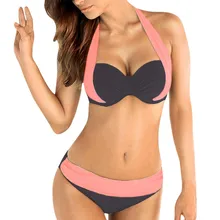 Цветной патч, женское Бандажное бикини, костюм, классика, крестообразная полоса, пряжка на спине,, бикини-костюм, пуш-ап, мягкий купальник, бикини# YL5