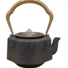 Стиль 1.3L медная крышка Железный чайник под старину японский железный горшок восьмиугольный чугунный чайник