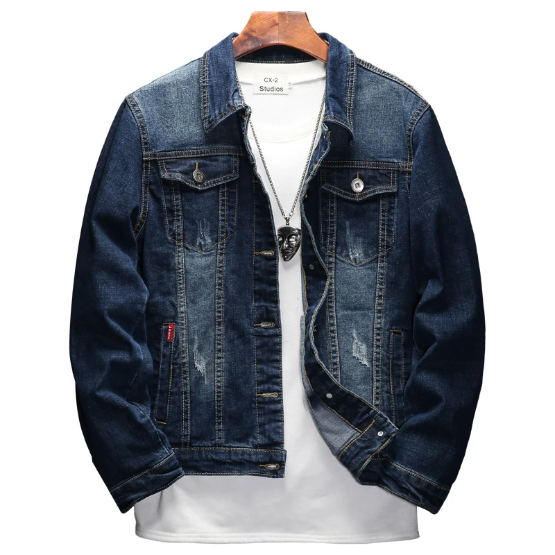 

Fashion Solid Casual Slim fits Men's Denim Jacket Bomber Jacket High Quality Cowboy male Jean Jacket Coat Plus Size M-3XL