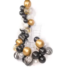 70pcs DIY Balloons Garland Black Latex Gold Metal Chrome Balloon Garland Wedding Engagement 1st Birthday Decor Adults