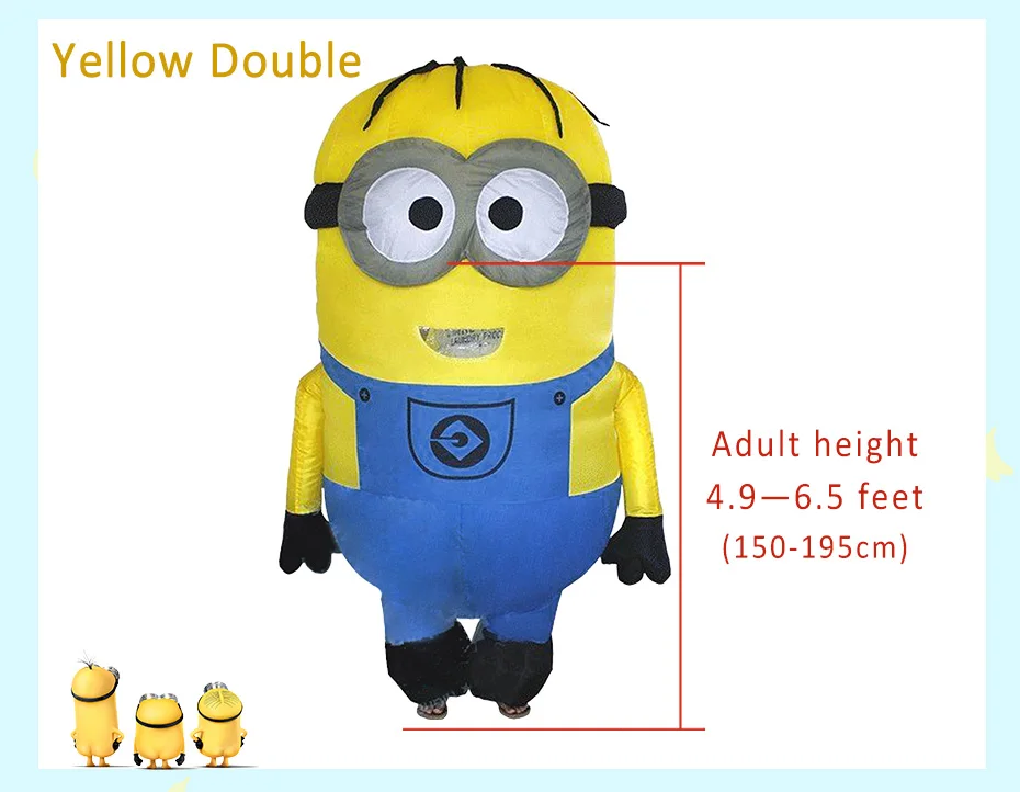 Men Women Inflatable Minion Costume Halloween Party Costumes Despicable Me Mascot Costume Minion Cosplay Clothing for Carnival