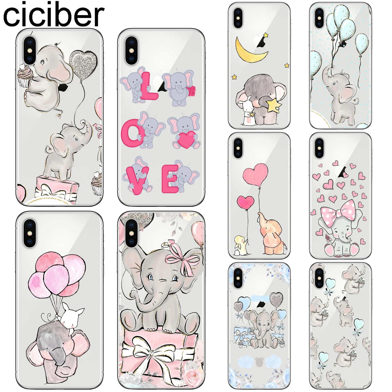 

ciciber Cute Dumbo Cover Funda for Iphone X XR XS MAX Soft Silicone Phone Case for Iphone 7 8 6 6S Plus 5S SE 11 Pro Max Coque