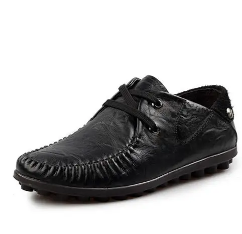 Men Leather Shoes 2016 New Men's Fashion Genuine Leather Lace Up Casual Shoes Black/brown/khaki Leisure Flats