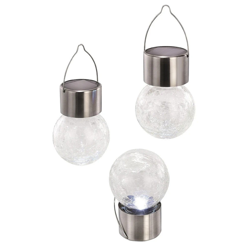 Chiclits LED Solar Powered Glass Ball Lamp Crack Solar Hanging Crackle Ball Light for Garden Decoration Night lighting (14)