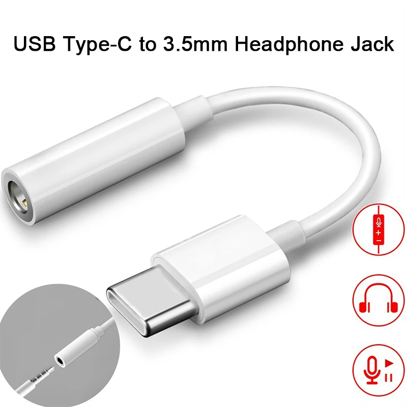 

Smart Phones Headphone Adapter for Xiaomi Redmi Type C to 3.5mm Jack Earphone Cable for Samsung Huawei Type C USB to 3.5mm AUX