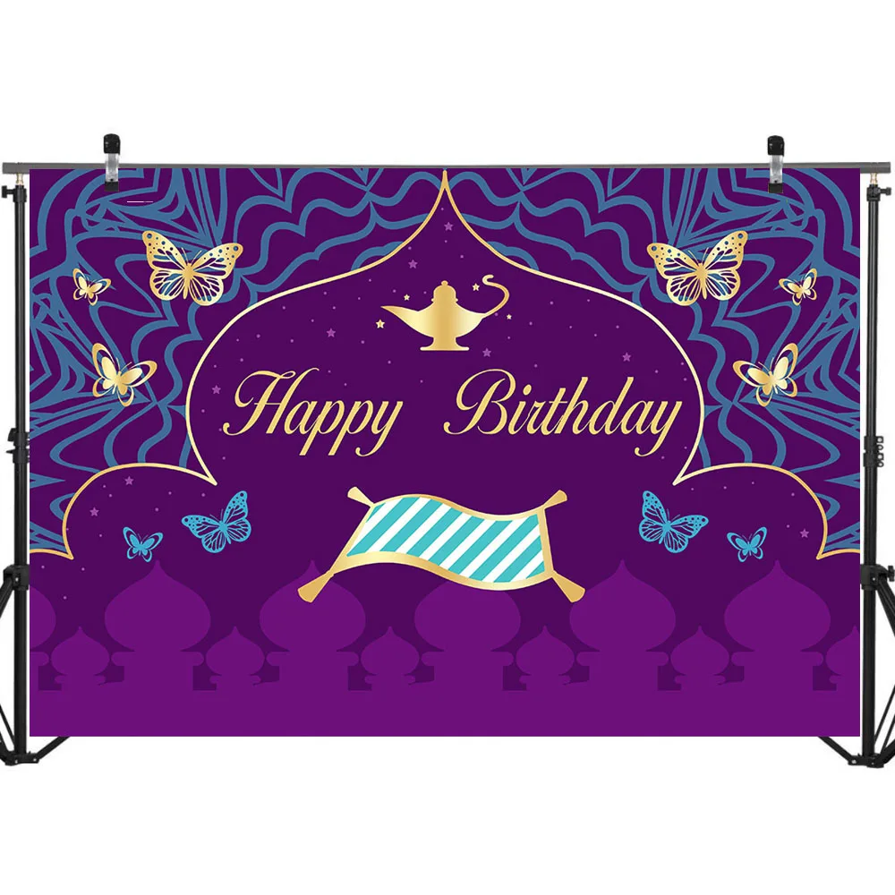 NeoBack Сказочный день рождения ребенок фотографии фонов волшебный ковер Aladdins лампа фиолетовый фон для фотосессий