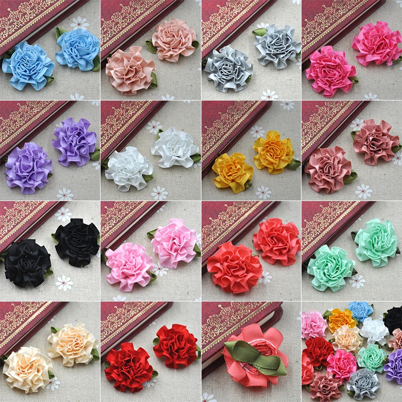 

20pcs U Pick Ribbon Flower carnation Appliques sewing/craft/wedding lots B043