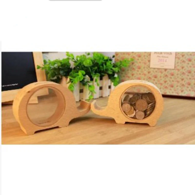

Creative Cute Children toy Wooden Transparent Acrylic Piggy Bank Toy Home Decoration