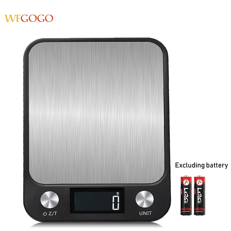 WFGOGO цифровые кухонные весы Вес грамм и унции 11lb 5кг из нержавеющей стали для