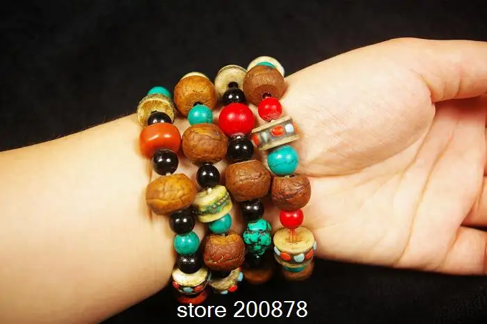 BB-213 дизайн-Тибетский красочный браслет из бисера, пчелиный воск, коралл, кости яка, тибетский этнический ювелирный, Микс торговля