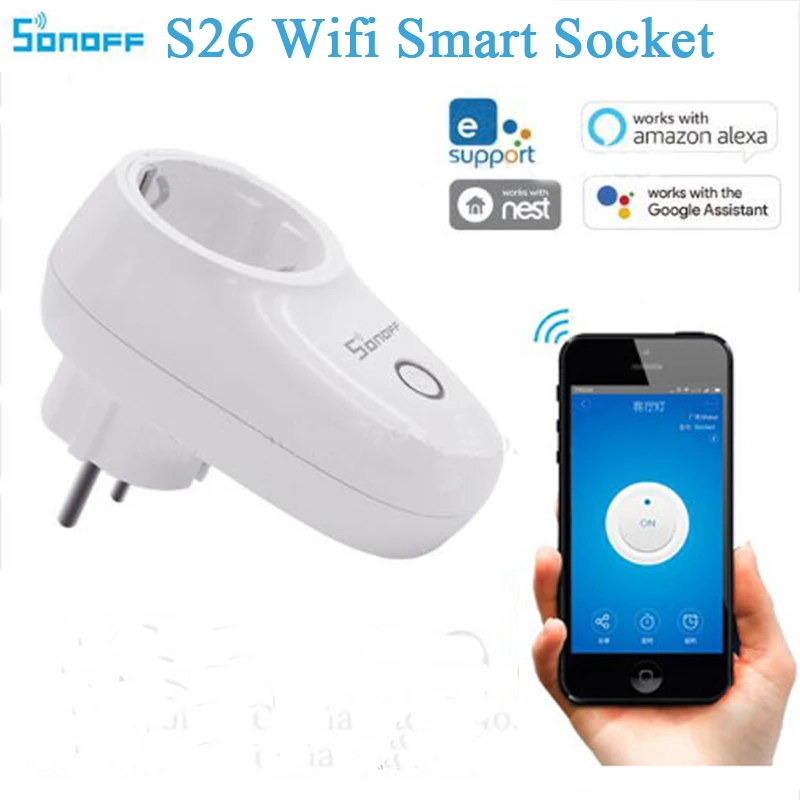 Sonoff S26 E/F Type WIFI Wireless Remote Control Socket Smart Timer