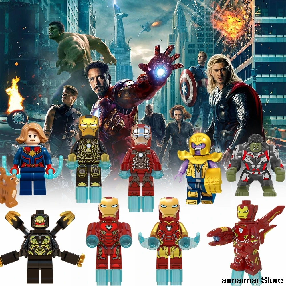 

Ironman Iron Man Legoing Avengers Endgame 4 3 2 1 Infinity War Marvel Captain America Thanos Hulk Thor Figures Block Superheroes