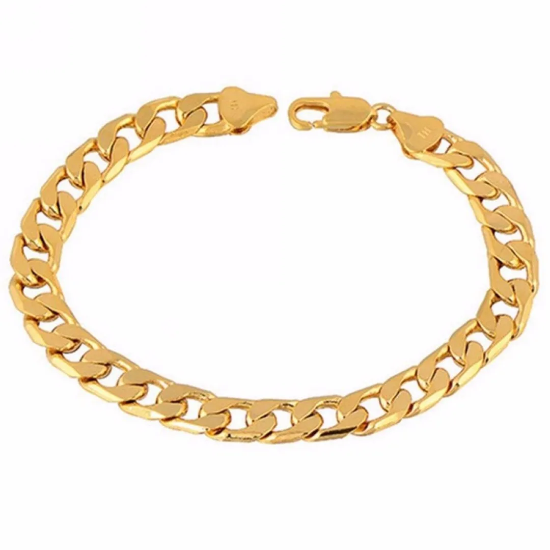Fashion Link Chain Bangle Bracelet Men Punk Hip Hop Stainless Steel Gold Silver Plated Bracelet Chains Femme Jewelry Shellhard