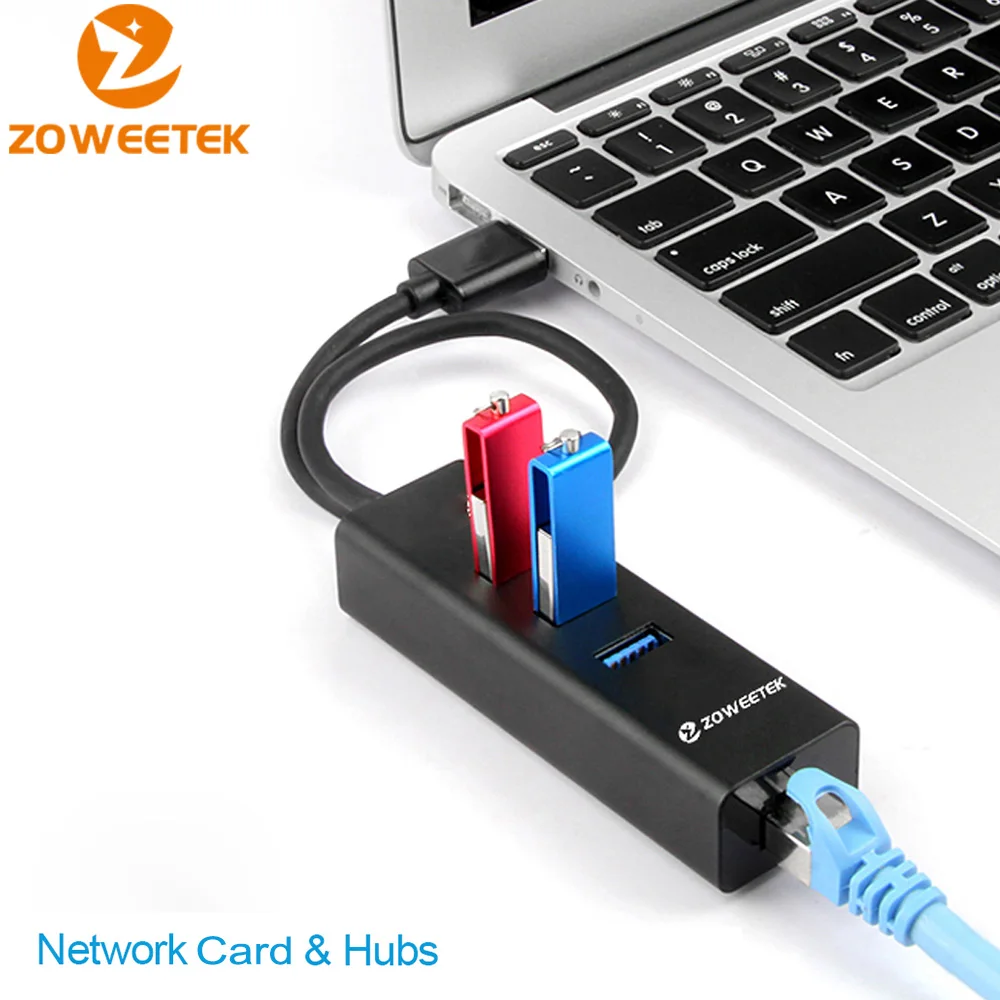 Zoweetek Wi-Fi адаптер + usb-хаб USB 3 0 для RJ45 Gigabit Ethernet Lan сетевая карта 10/100/1000 Мбит/сек Порты