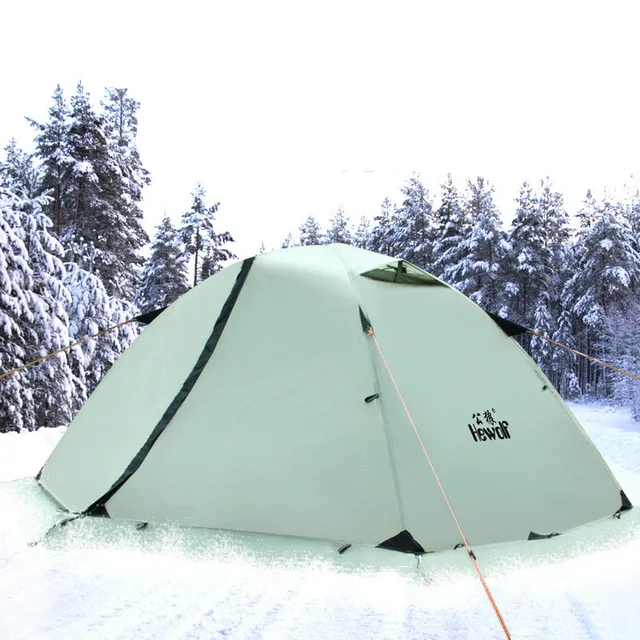 Hewolf Outdoor Professional Double-layer Tent Wild Snow Mountain Camping Equipment Multi-Person Ultra-light Snow Skirt Tent 2