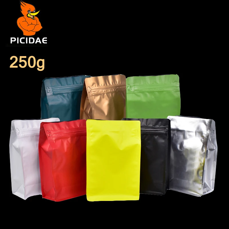 

250g candy food coffee storage Cookie half pound Bag packing Eight side standing Aluminum foil zipper Wide Bottom Self-sealing