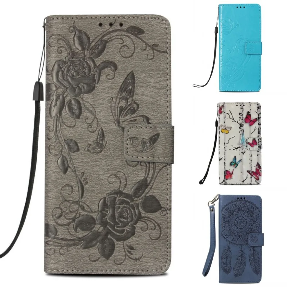 

Wallet Case for Samsung Galaxy Note 9 Card PU Leather Flower Flip Cover Stand Case For Samsung Note 9 Cover with Strap
