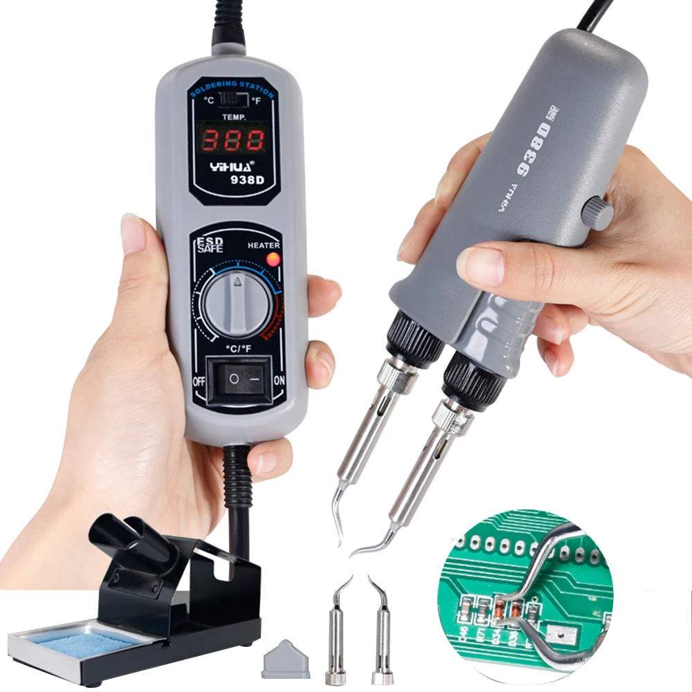 YIHUA 110V/220V EU/USPLUG 938D Portable Hot Tweezers Mini Soldering Station Hot Tweezer For BGA SMD Repairing