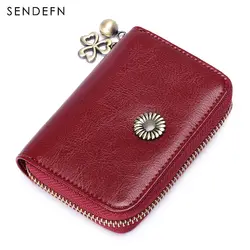 Sendefn 2018 новые модные короткие Letaher держатель для карт кошелек на молнии кредитной держатель для карт Для женщин Высокое качество кулон с