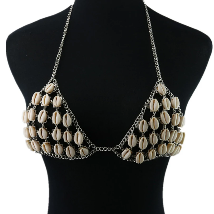Buy Fashion Harness Natural Shell Mesh Bra Chain Sexy