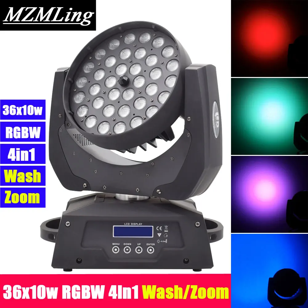 Светодиодный 36x10 Вт RGBW 4in1 стирка/зум светильник DMX512 Moving головной светильник Профессиональный DJ/бар/вечерние/шоу/сценический светильник