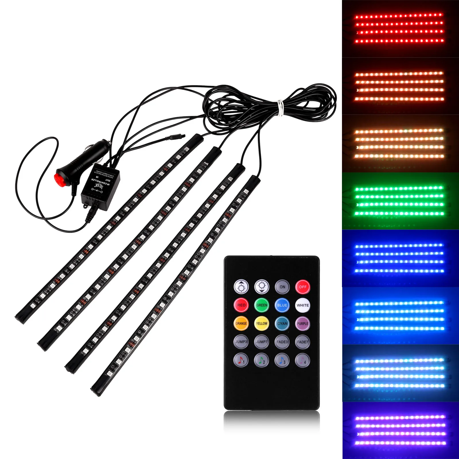 Car RGB LED Strip Light Music Control LED Strip Lights 8 Colors Car